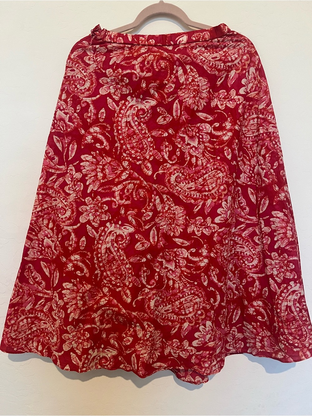 Coldwater Creek Red Paisley A-Line Skirt - Picture 2 of 8